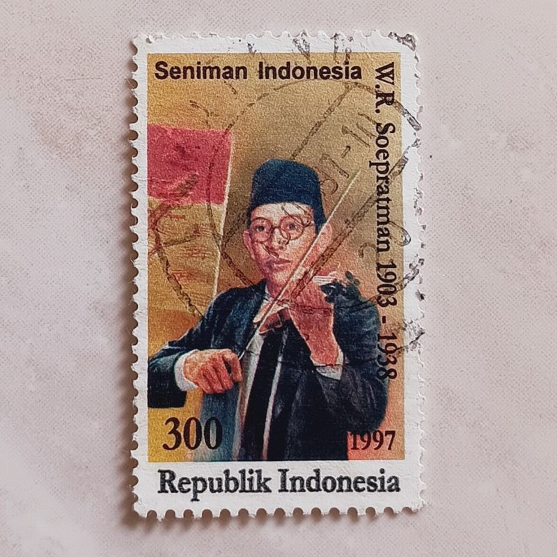 

(AF) Perangko Indonesia 1997 Seniman - W.R. Soepratman 300 rupiah Used
