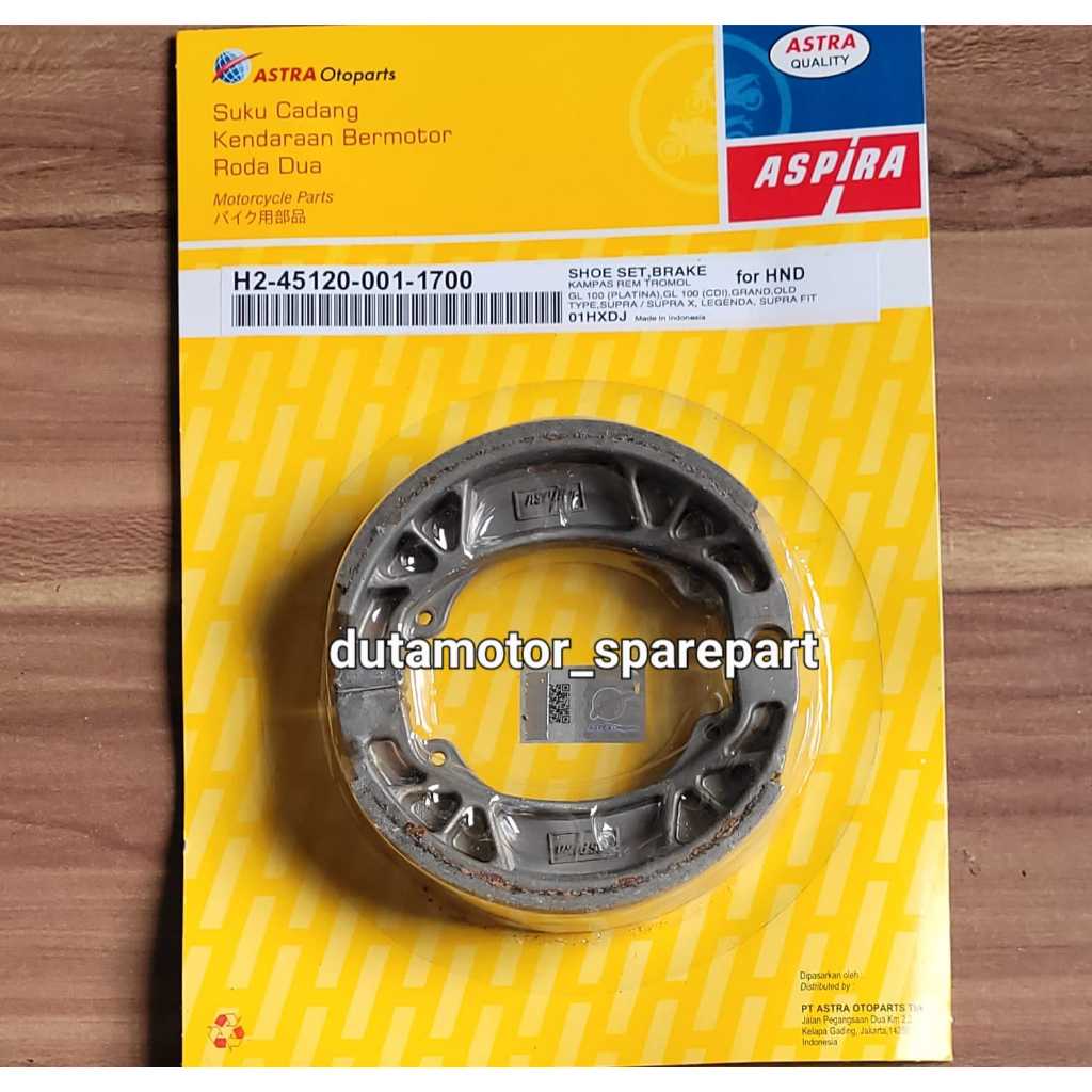 Kampas Rem belakang SUPRA X, SUPRA FIT, SUPRA FIT NEW, GRAND, WIN ASPIRA Asli Original ASTRA