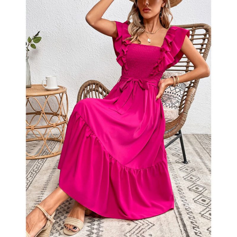 dress ruffle tali rayon