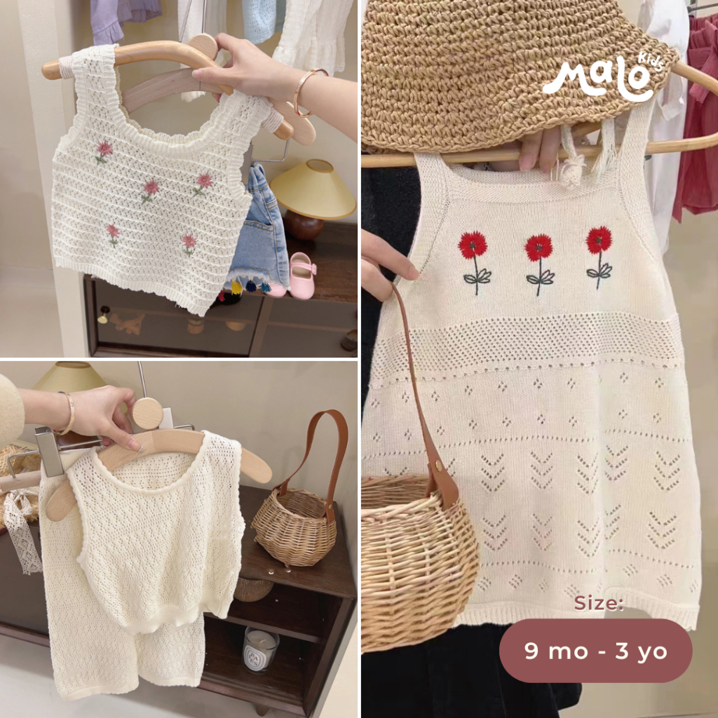 MALO KIDS - LUNA SET | MIEL DRESS | MYRA TOP Atasan Tank Top Knit Rajut Setelan Baju Anak Perempuan 
