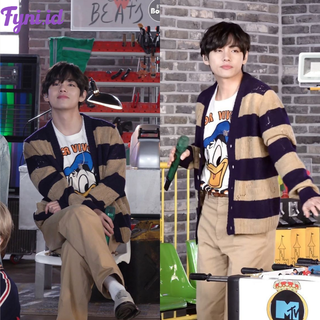CARDIGAN TAEHYUNG V BTS MOTIF KOTAK RAJUT