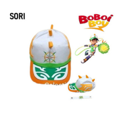 TOPI BOBOIBOY SORI LOGO BORDIR FREE GELANG