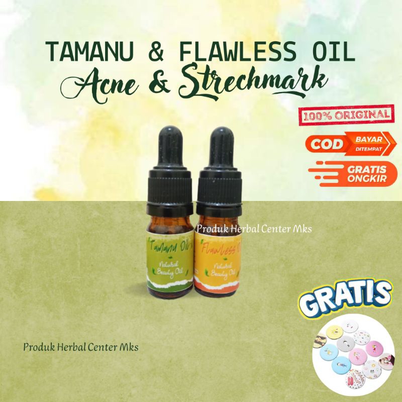 Tamanu Oil Flawless Oil Minyak krim Penghilang bekas luka jerawat strechmark bopeng koreng keloid pe