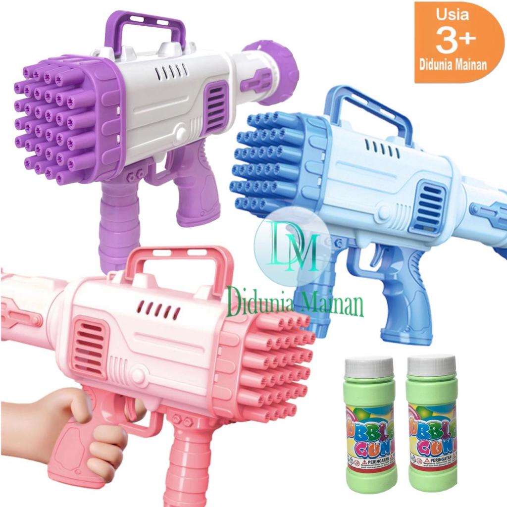 Mainan olahraga anak tembakan basoka gelembung sabun elektrik bubble gun bazoka besar 32 lubang
