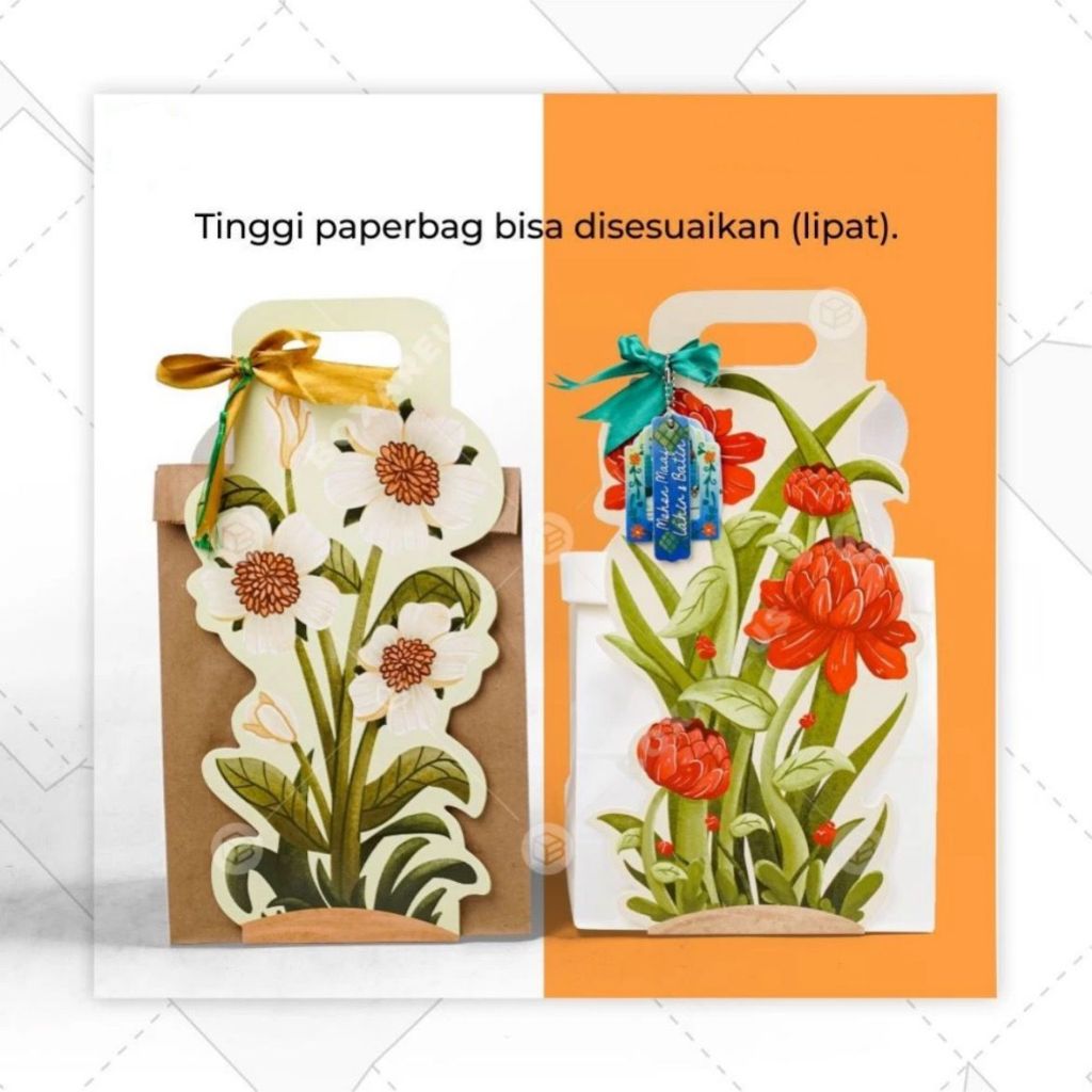 

Paper Bag Red Flower Kraft 50gsm