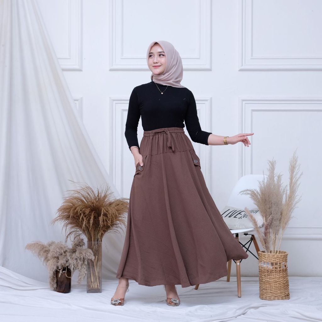 ROK CRINKLE - ROK POLOS JUMBO - ROK PAYUNG - BAHAN CRINKLE AIRFLOW - Saku Kanan Kiri Nyaman Anti Kus