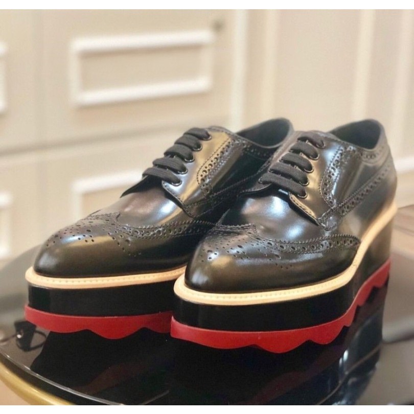 [SALE] - Prada Spazzalato Leather Lace Up Women's Shoes