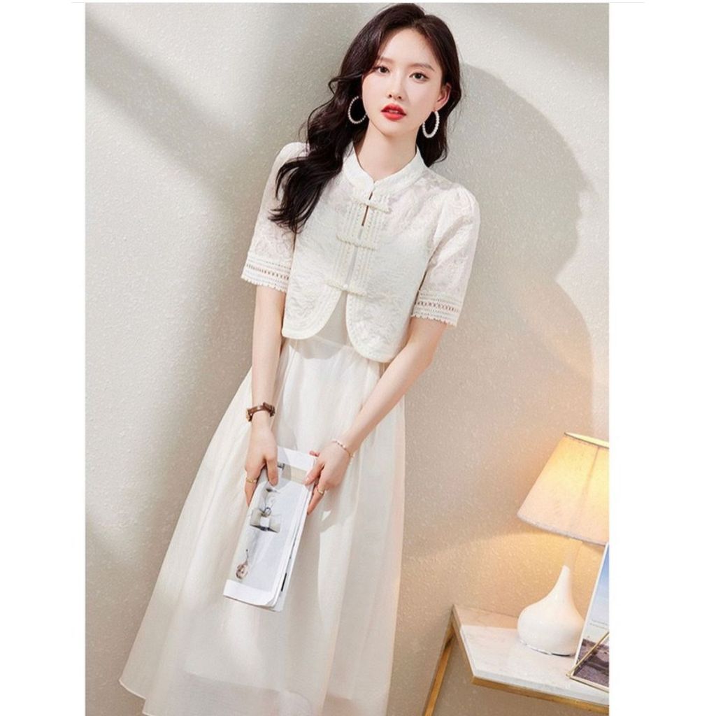 cheongsam wanita untuk imlek/cheongsam warna putih/cheongsam premium import