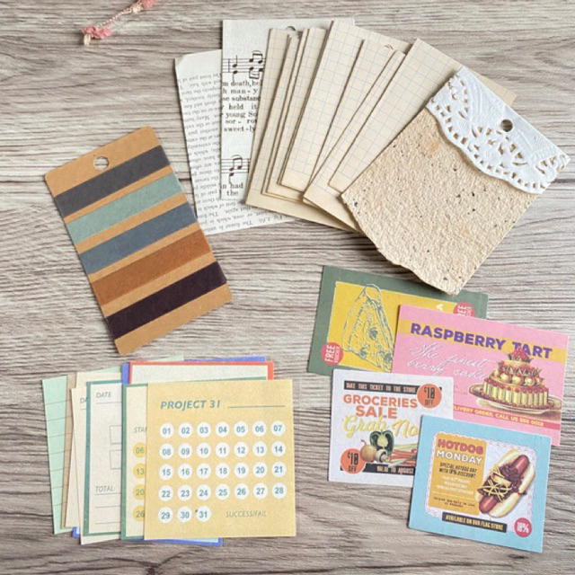 

[5] 31 pcs bullet journal kit, vintage journal paper, vintage mini book journal kit