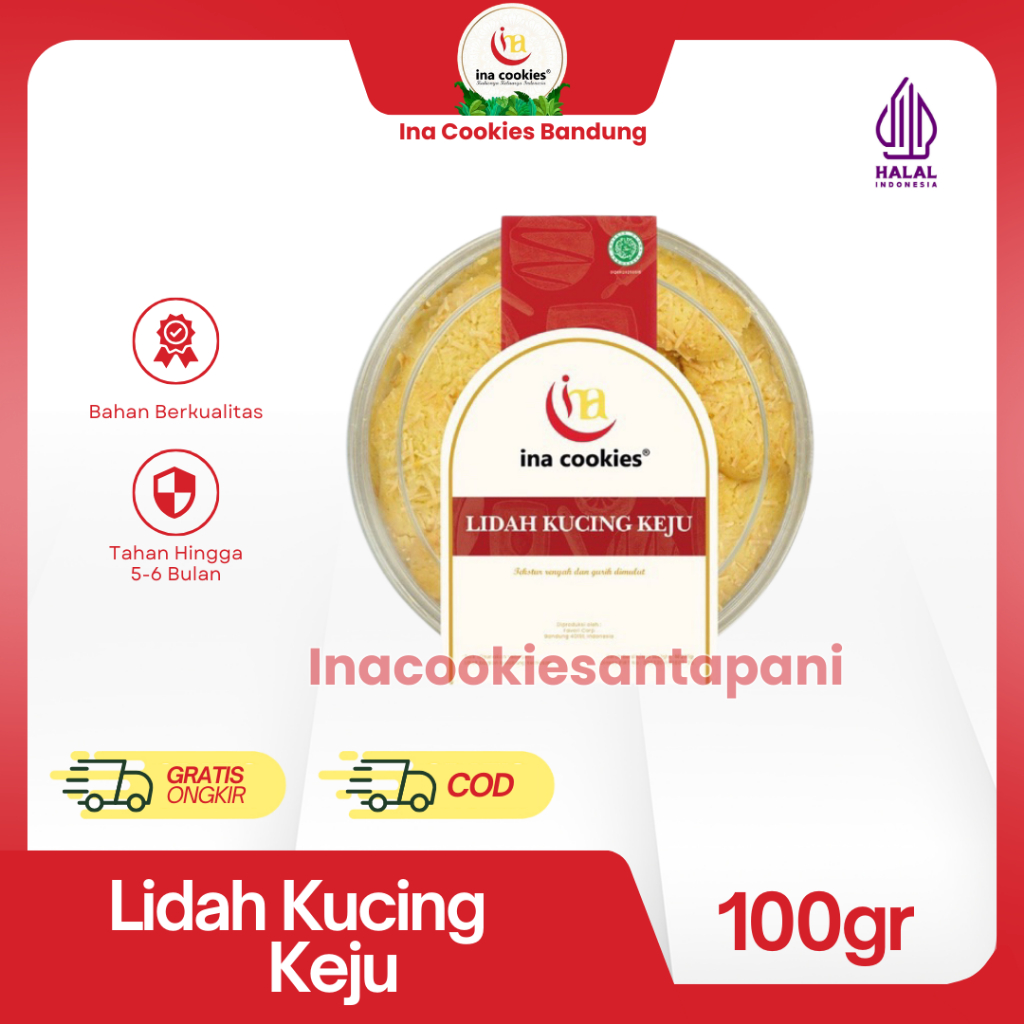 

Ina Cookies Kue Kering Premium Lidah Kucing Keju Toples Reguler