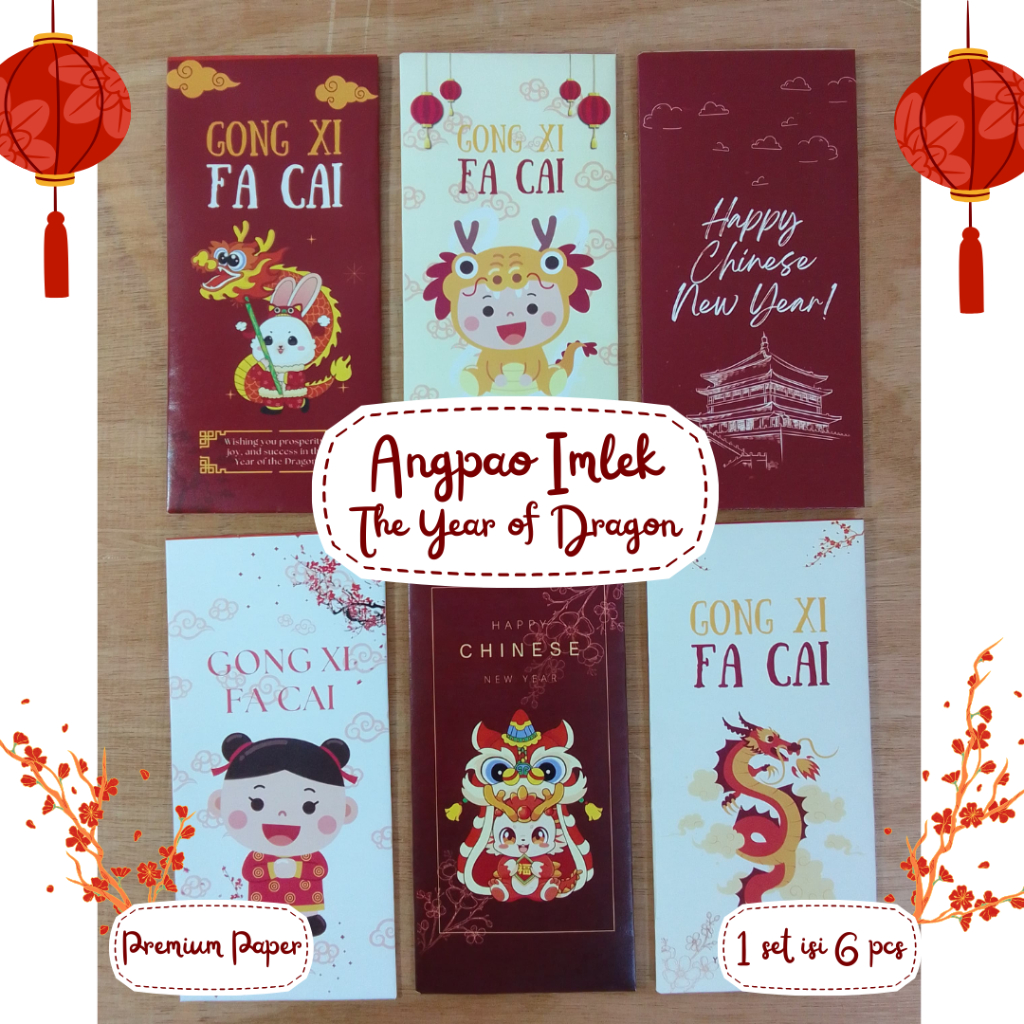 

Angpao Imlek Dragon 2024 Custom TANPA PO Bahan Kertas Premium Murah