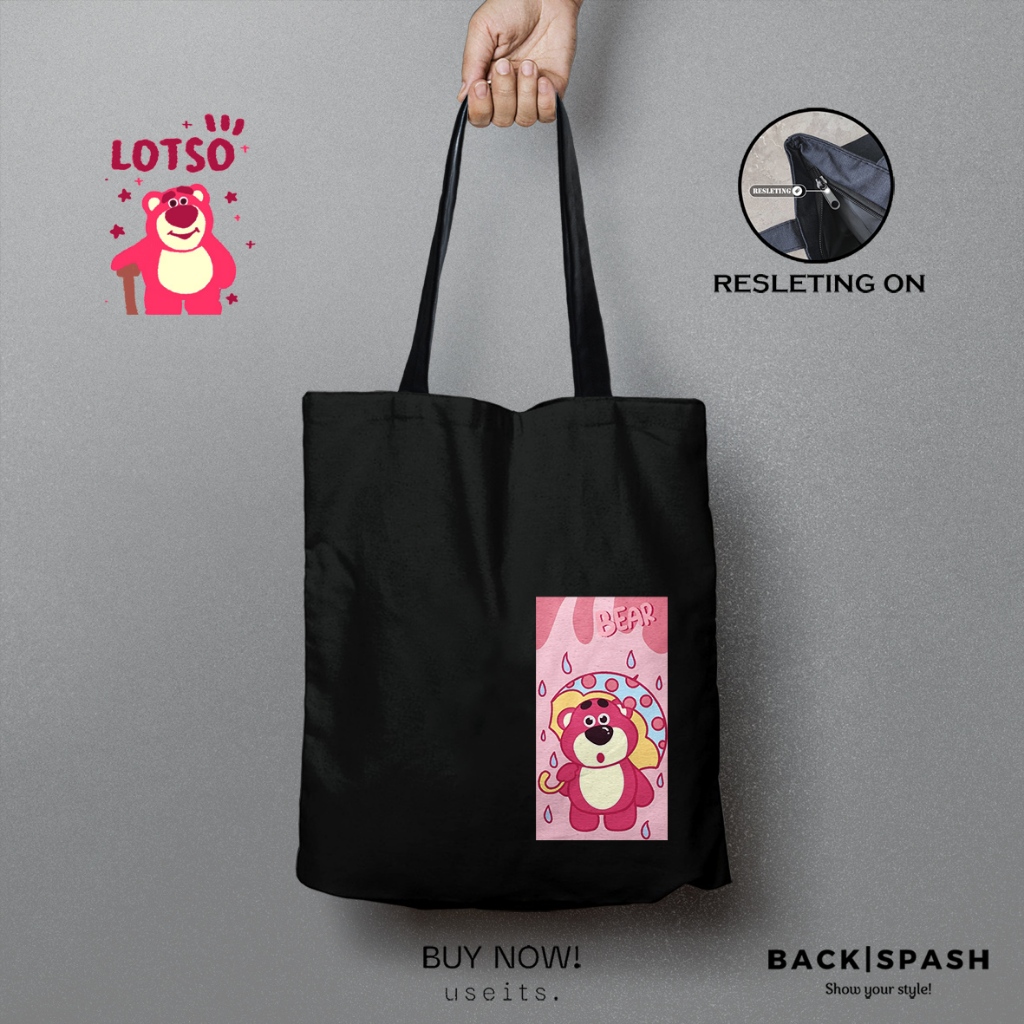 Totebag Lotso IV THD - Lotso - Tas selempang Lotso - Lotso Miniso - Barang Lotso - Gift Lotso