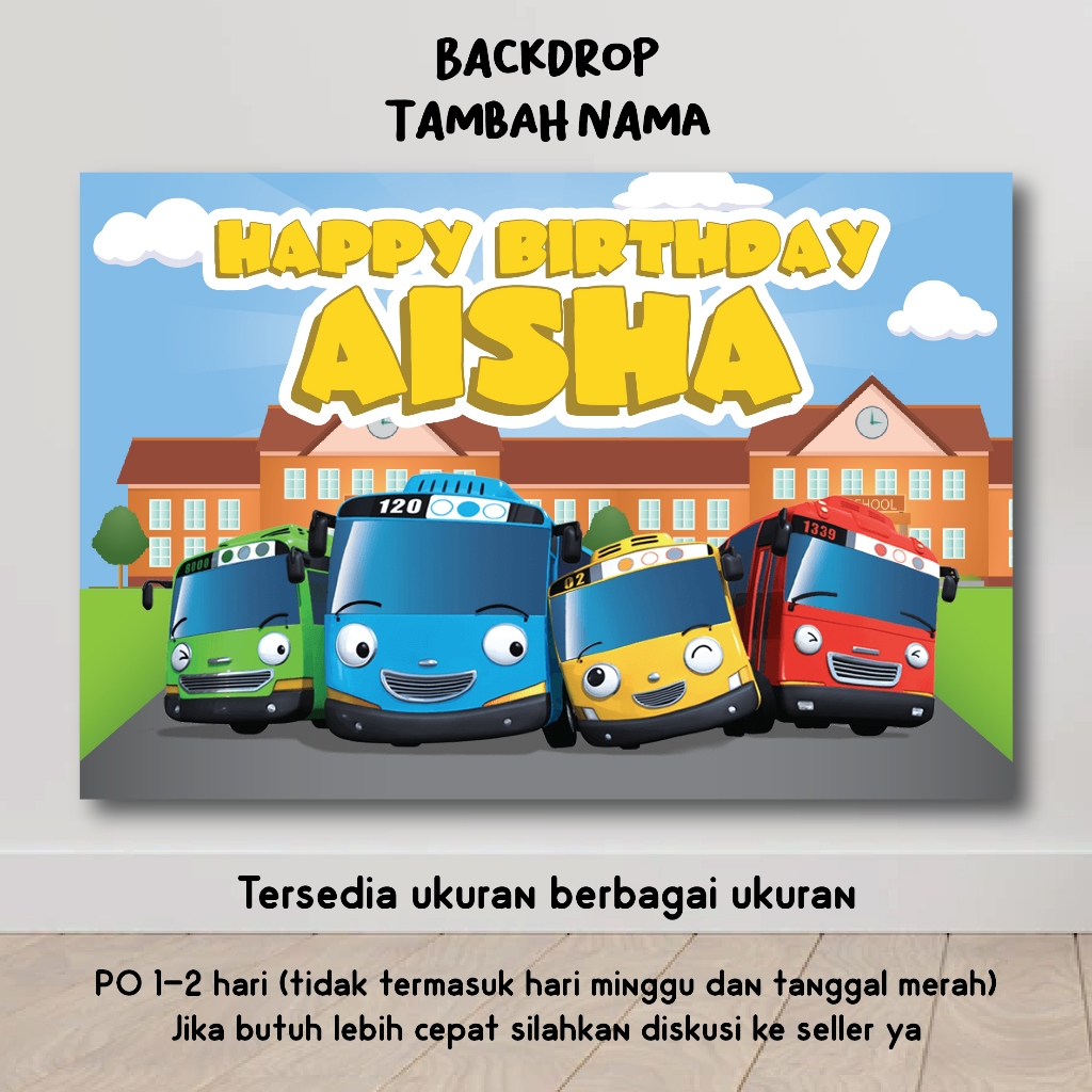 BACKDROP TAYO HAPPY BIRTHDAY DEKORASI ULTAH PESTA HIASAN ULANG TAHUN HBD WALLPAPER GAMBAR SPANDUK BA