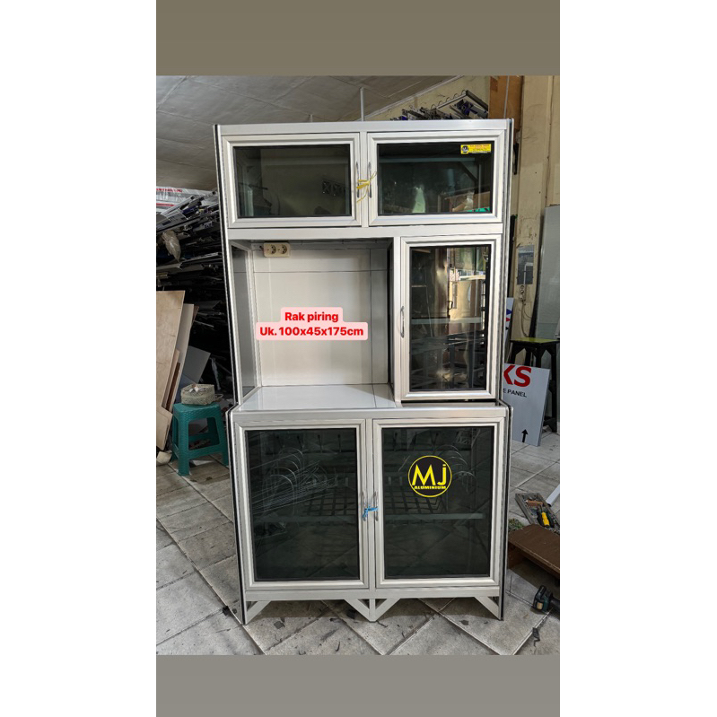 Almari Rak Piring / Rak piring Aluminium kaca khusus kediri