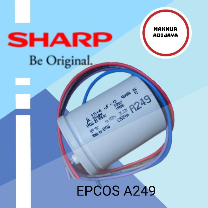 [Gallery Parts] Capasitor Kapasitor Mesin Cuci Sharp 2 Tabung Original 15Uf 4Uf Epcos A249 Asli