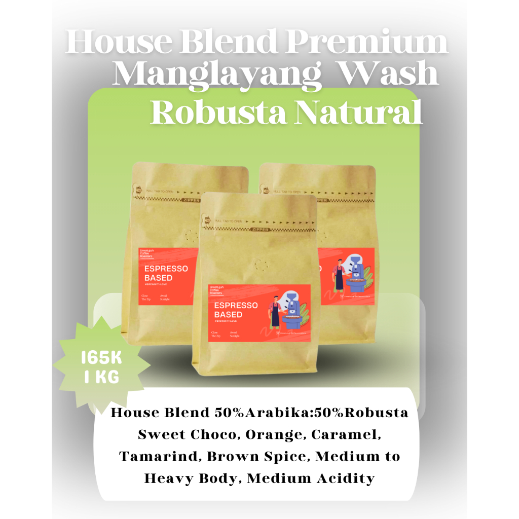 

BIJI KOPI BLEND 50:50 ARABICA ROBUSTA ES KOPI SUSU 1KG PREMIUM