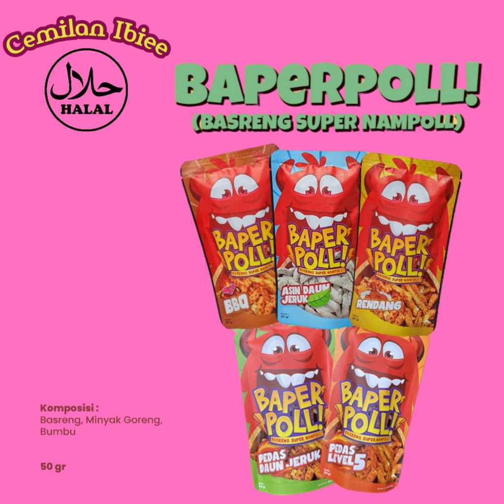 

Basreng Baperpoll Super Nampol Cemilan Gurih Bikin Nagih Pedas 50gram
