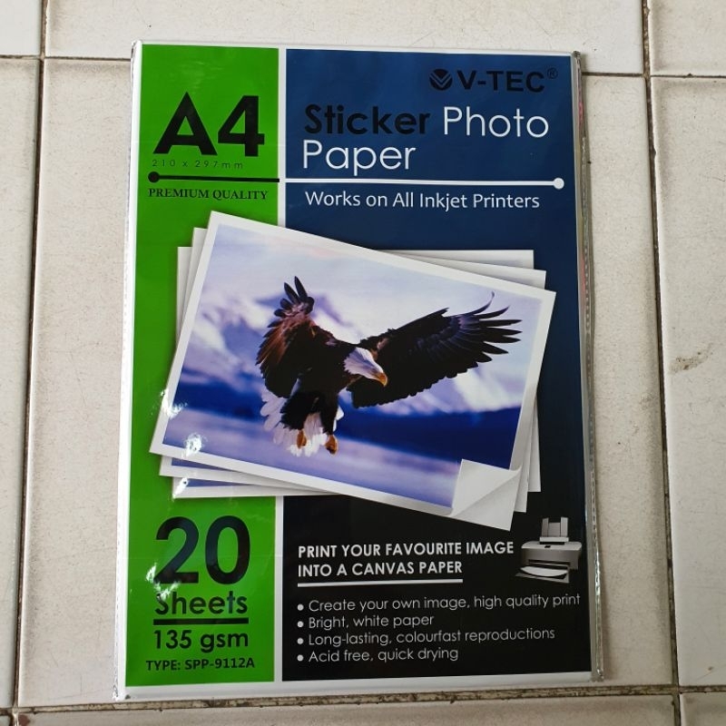 

Kertas Glossy Sticker 135gsm A4 V-tec