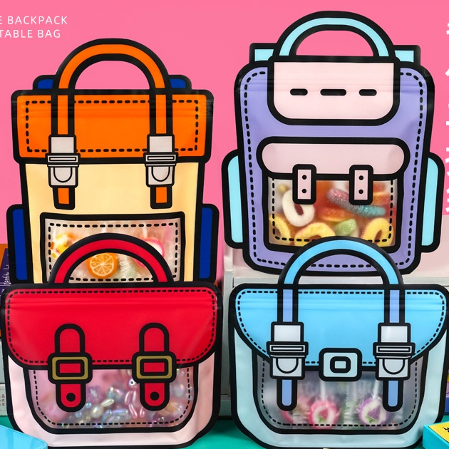 

PLASTIK BINGKISAN ZIPLOCK STANDING GOODIE BAG KEMASAN COOKIES CANDY 3D CUTE