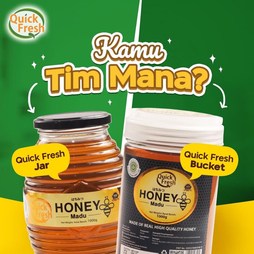 

QUICK FRESH HONEY/ MADU MURNI / MADU ASLI (PLASTIC JAR/ PLASTIK) 1 KG - FREE BUBBLE WRAP