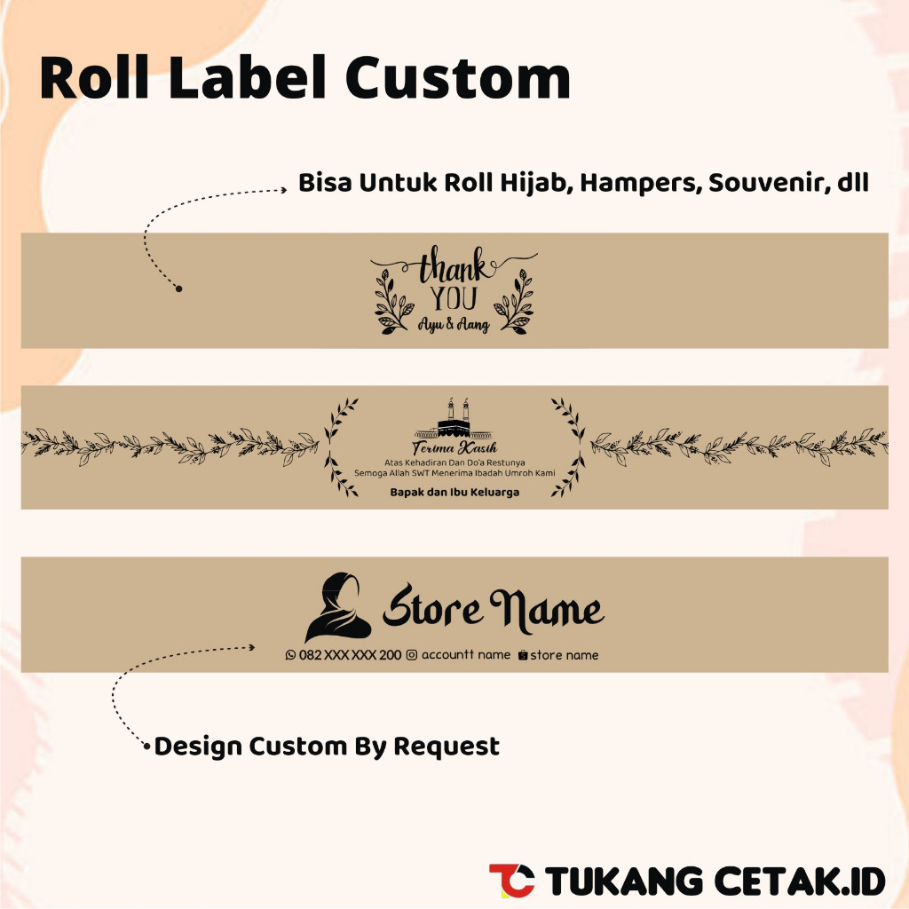 

[Ukuran Besar] Roll Paper Craft Hijab / Kerudung /Souvenir / Lainnya - Custom
