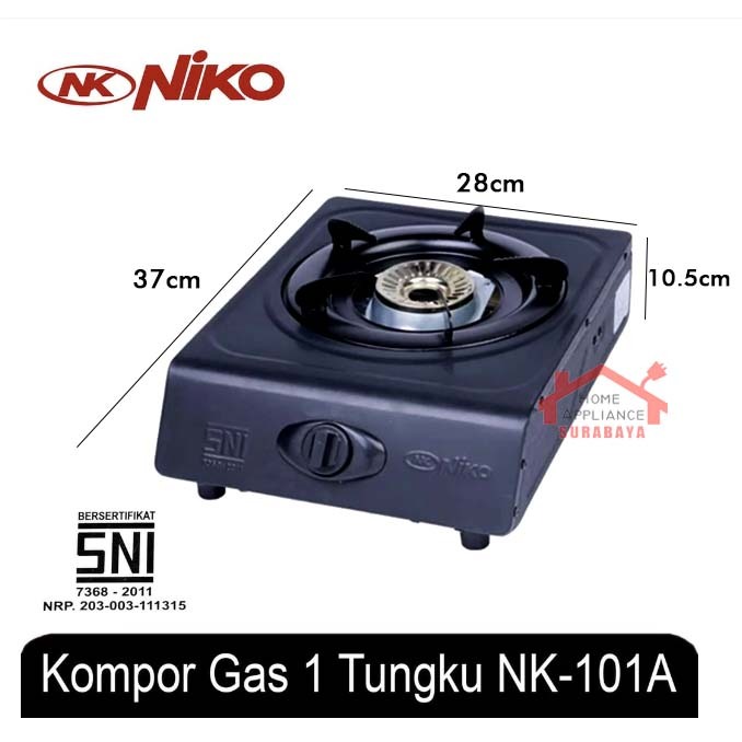 Kompor Gas LPG 1 Tungku Teflon Murah Niko NK-101A / NK 101 A / NK101A