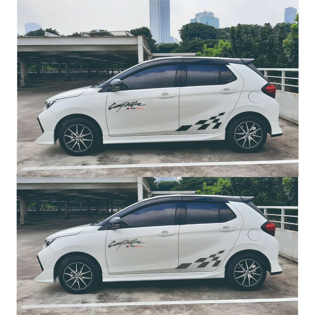 Stiker Mobil Agya keren merah Ayla Lis Variasi Competition putih hitam Body samping Brio jazz yaris 