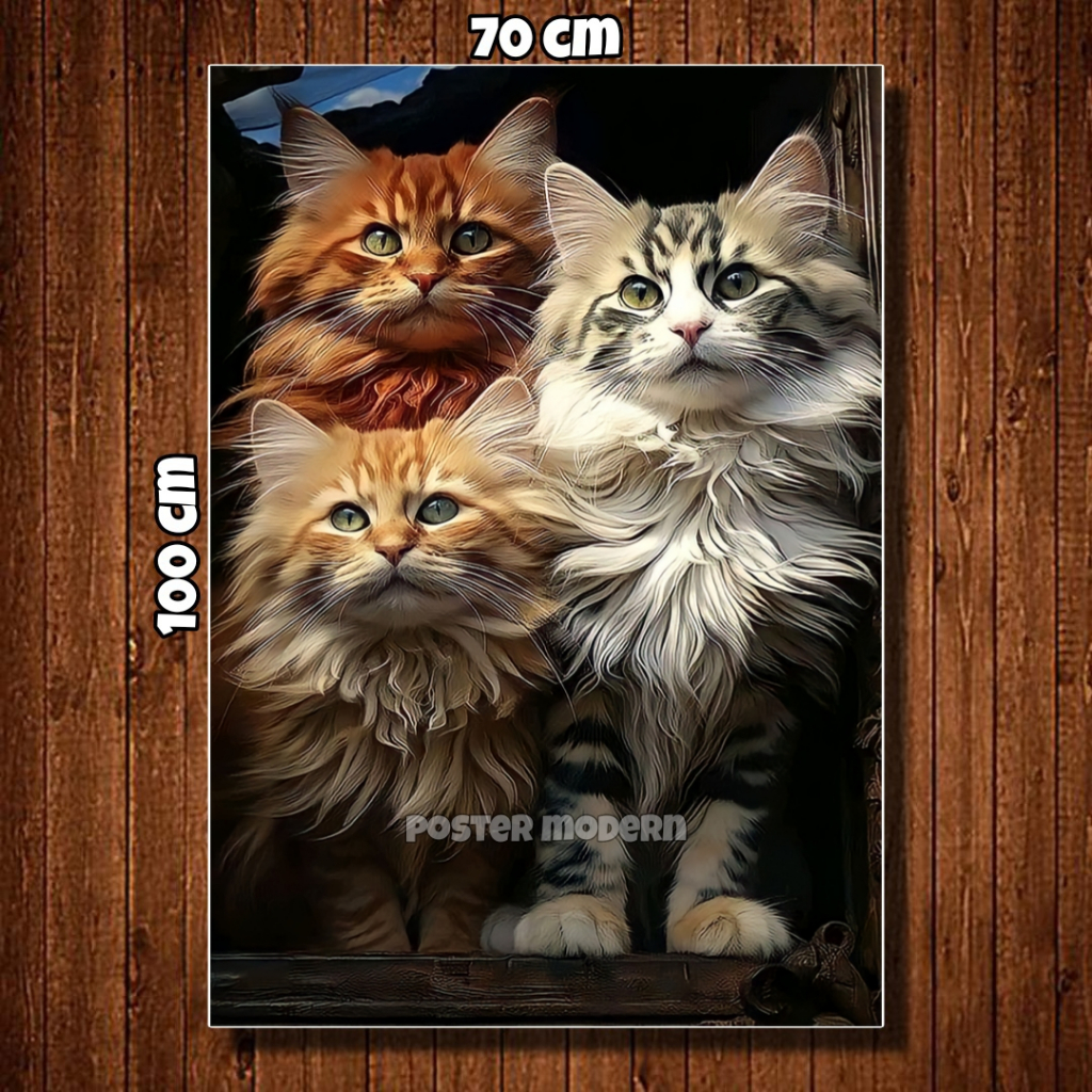 HIASAN DINDING POSTER GAMBAR KUCING 3D ART UKURAN BESAR #10/ POSTER KUCING GAMBAR ANGGORA / POSTER K