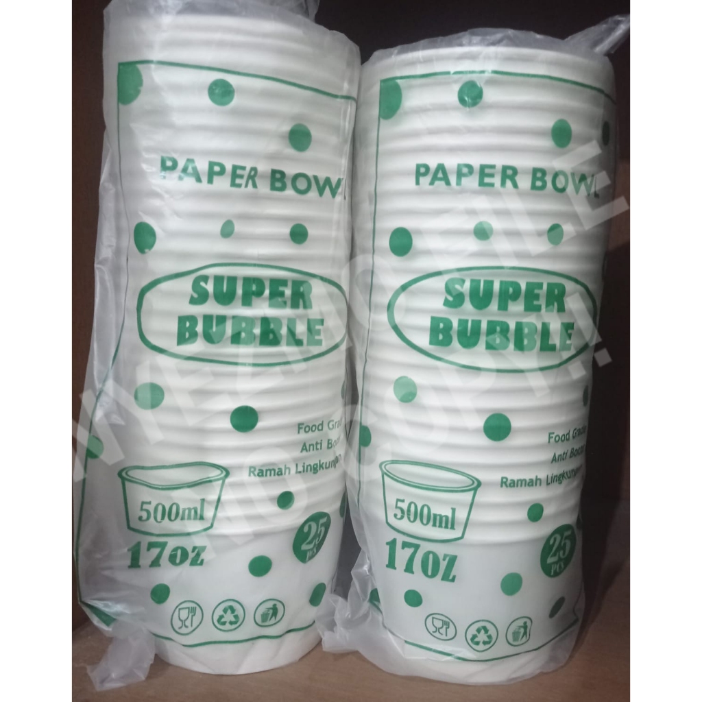 Paper Bowl 500ml + Tutup / Paper Bowl 17oz + Tutup / Paper Bowl 500ml (17oz) / Mangkok Kertas 500 ml