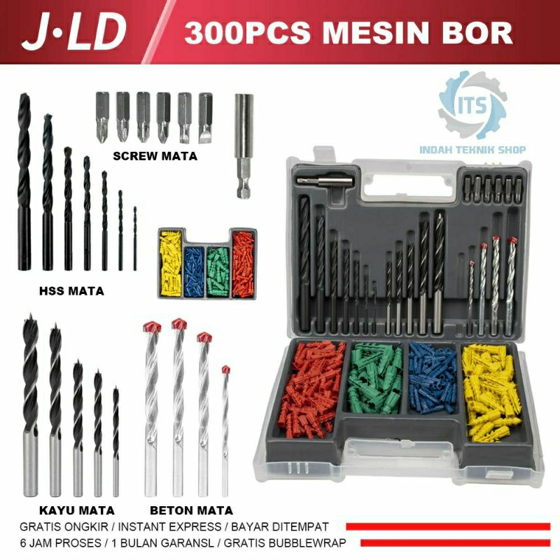 PROMO JLD 300 SET Mata Bor -mata bor besi baja asli- Mata Bor Besi Kayu Beton - fisher