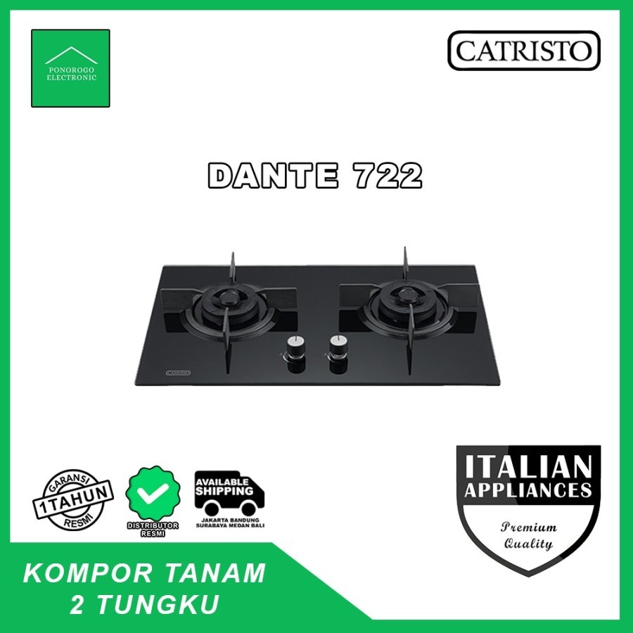 CATRISTO - BUILT IN HOB DANTE 722 / Kompor Tanam Gas 2 Tungku