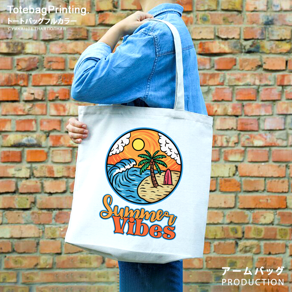 TOTE BAG PRINTING SUMMER VIBES BAHAN KANVAS UKURAN BESAR - GOODIE BAG PRINTING / TOTEBAG KANVAS