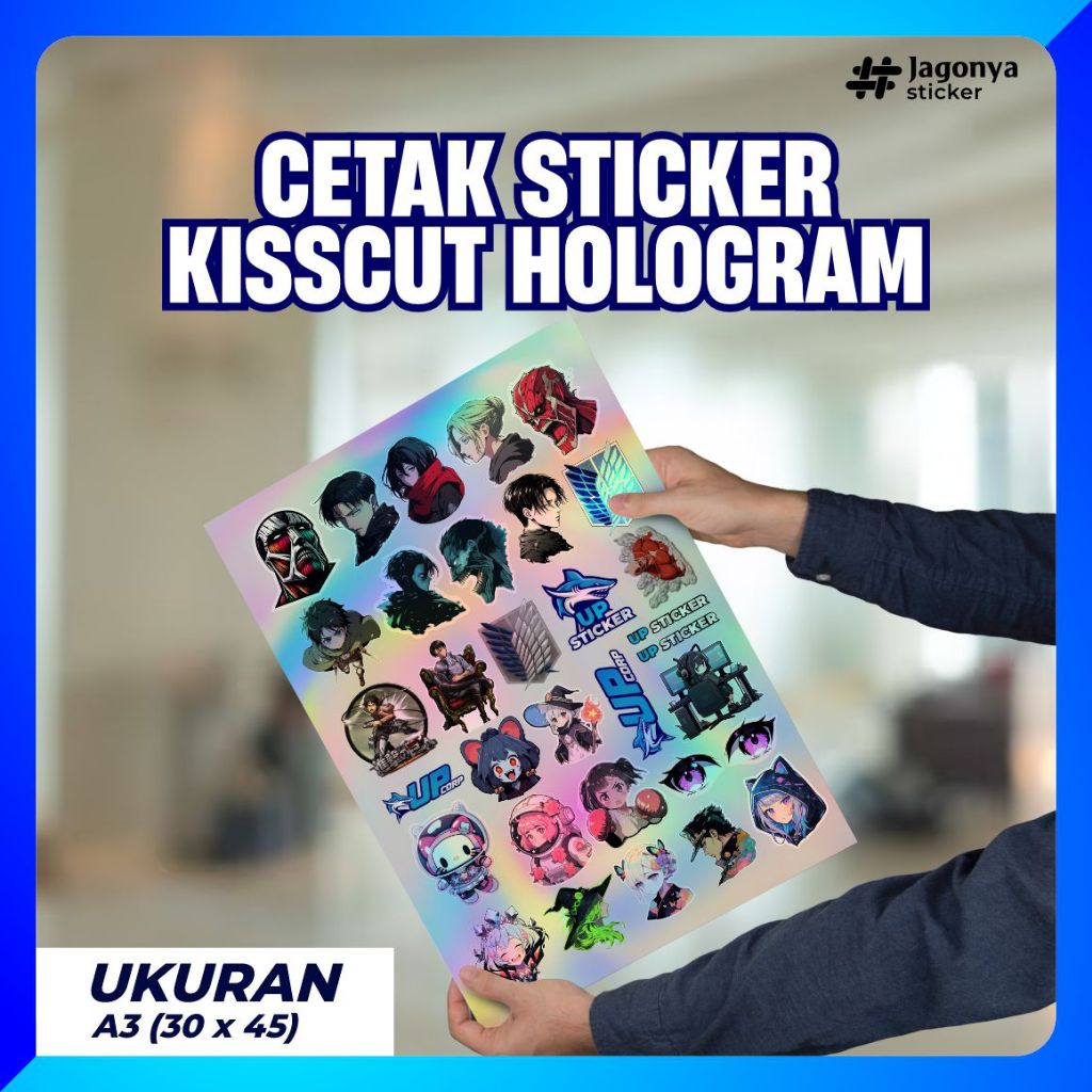 

Cetak Sticker Kisscut Hologram dan Chrome A3