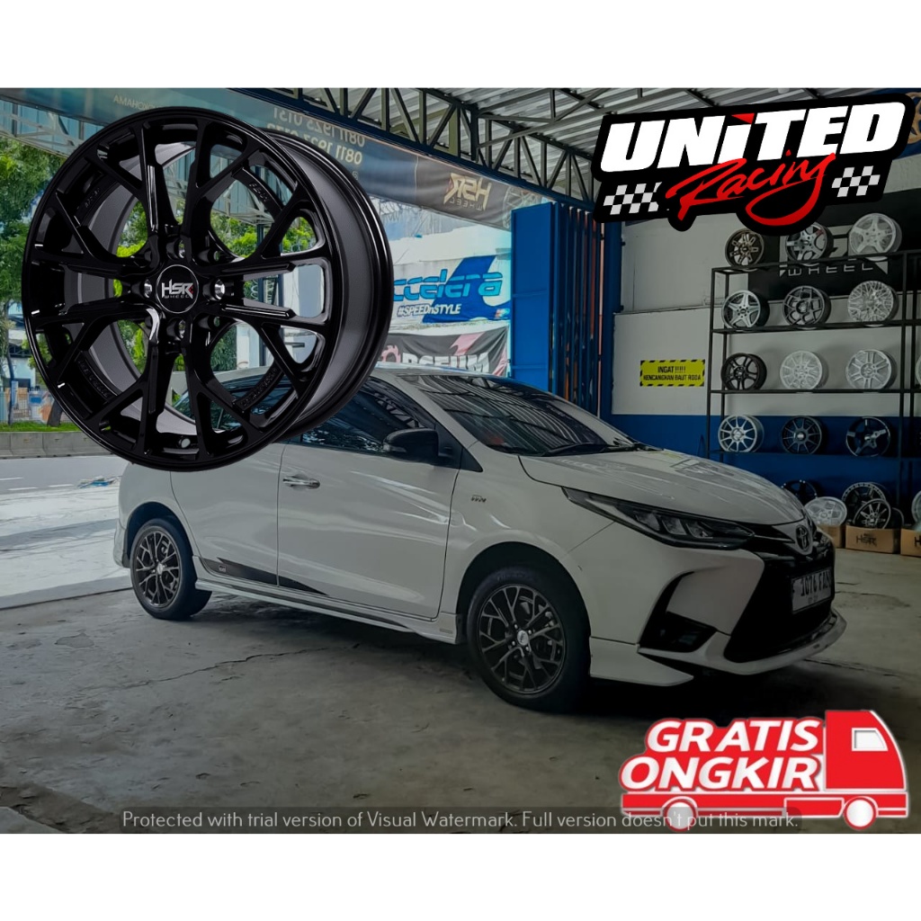 VELG RACING HSR FE01 RING 16 MOBIL TOYOTA YARIS TRD VIOS BRIO VELG R16 BLACK GLOSSY