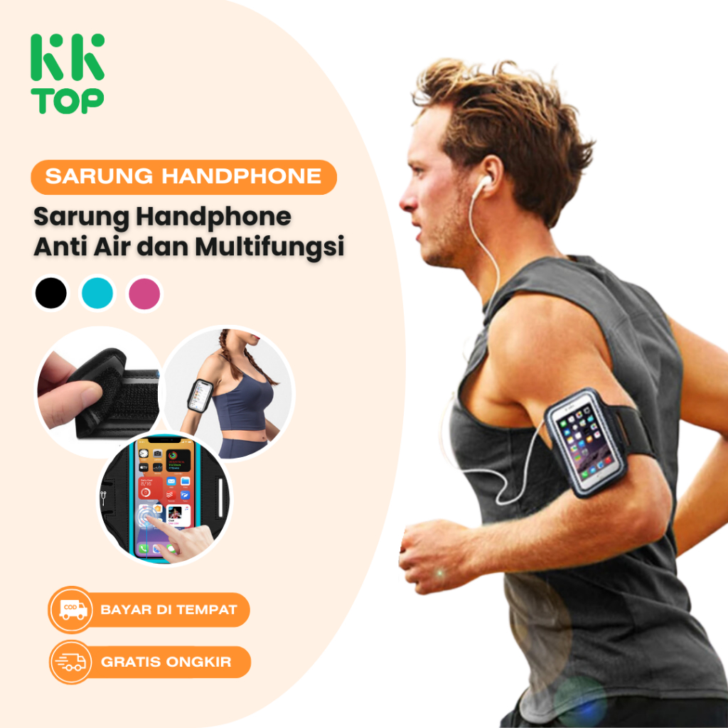 KKTOP Sarung Handphone Waterproof Anti Air Running Jogging Case Hp Cover Pelindung Handphone