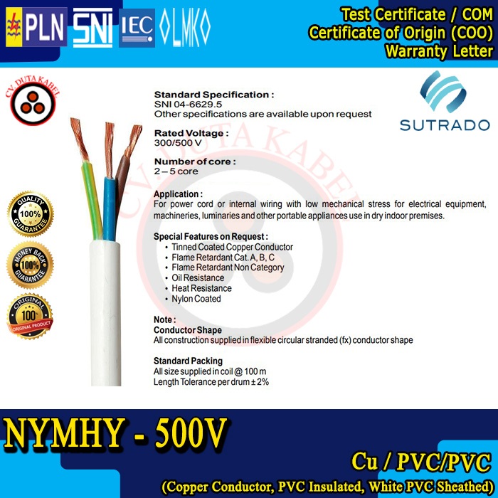 Kabel NYMHY 3x4 mm2 SUTRADO (100 m) /3x4 mm/3x4mm2/3 x 4 mm2/3x4mm2