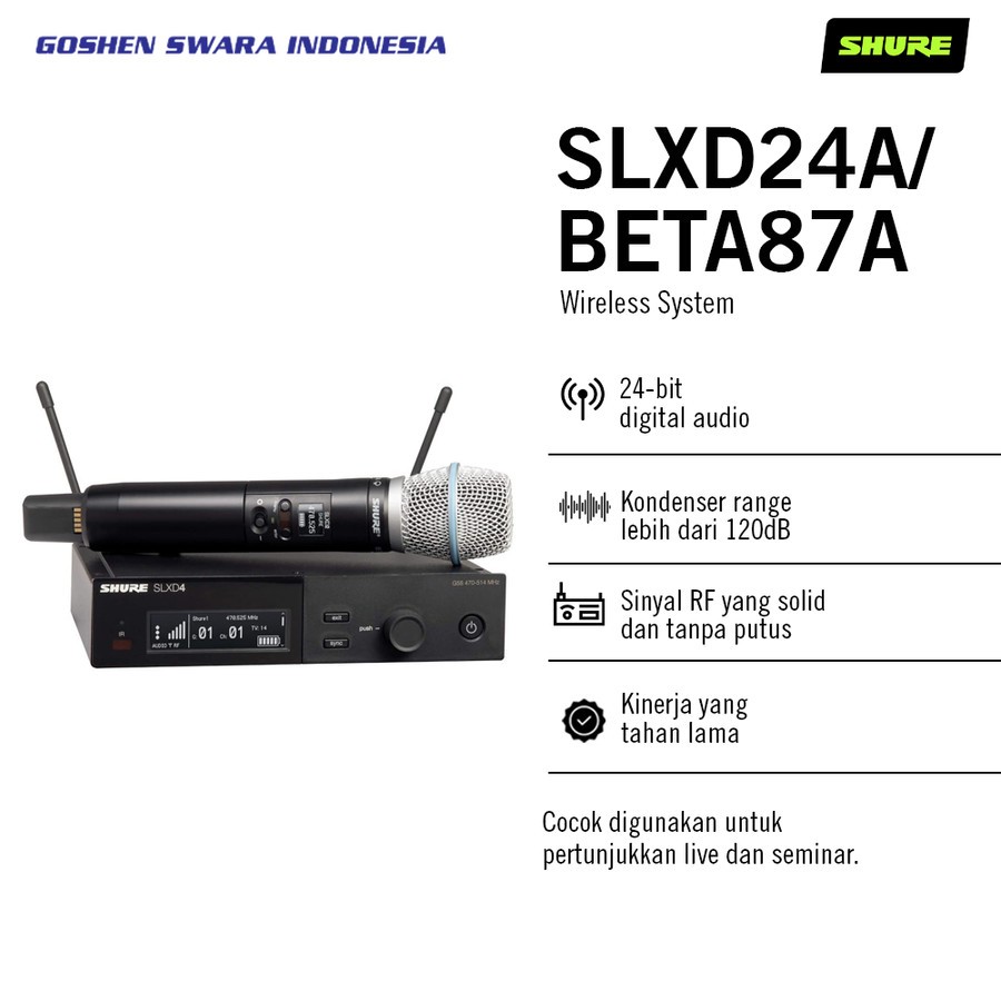 Mic wireless Shure SLXD24A BETA87A / SLXD 24A BETA 87A / SLXD24BETA87A