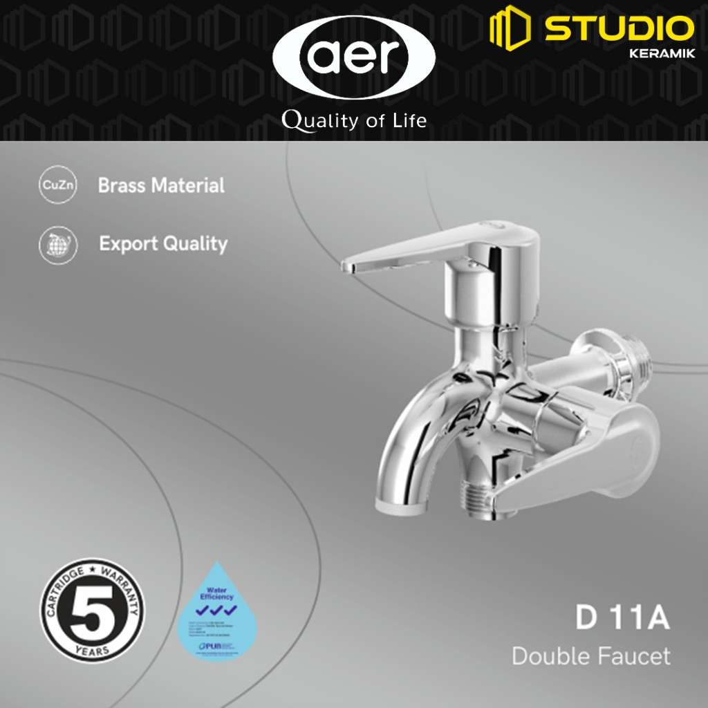 AER Kran Double Kuningan / Brass Double Faucet D 11A