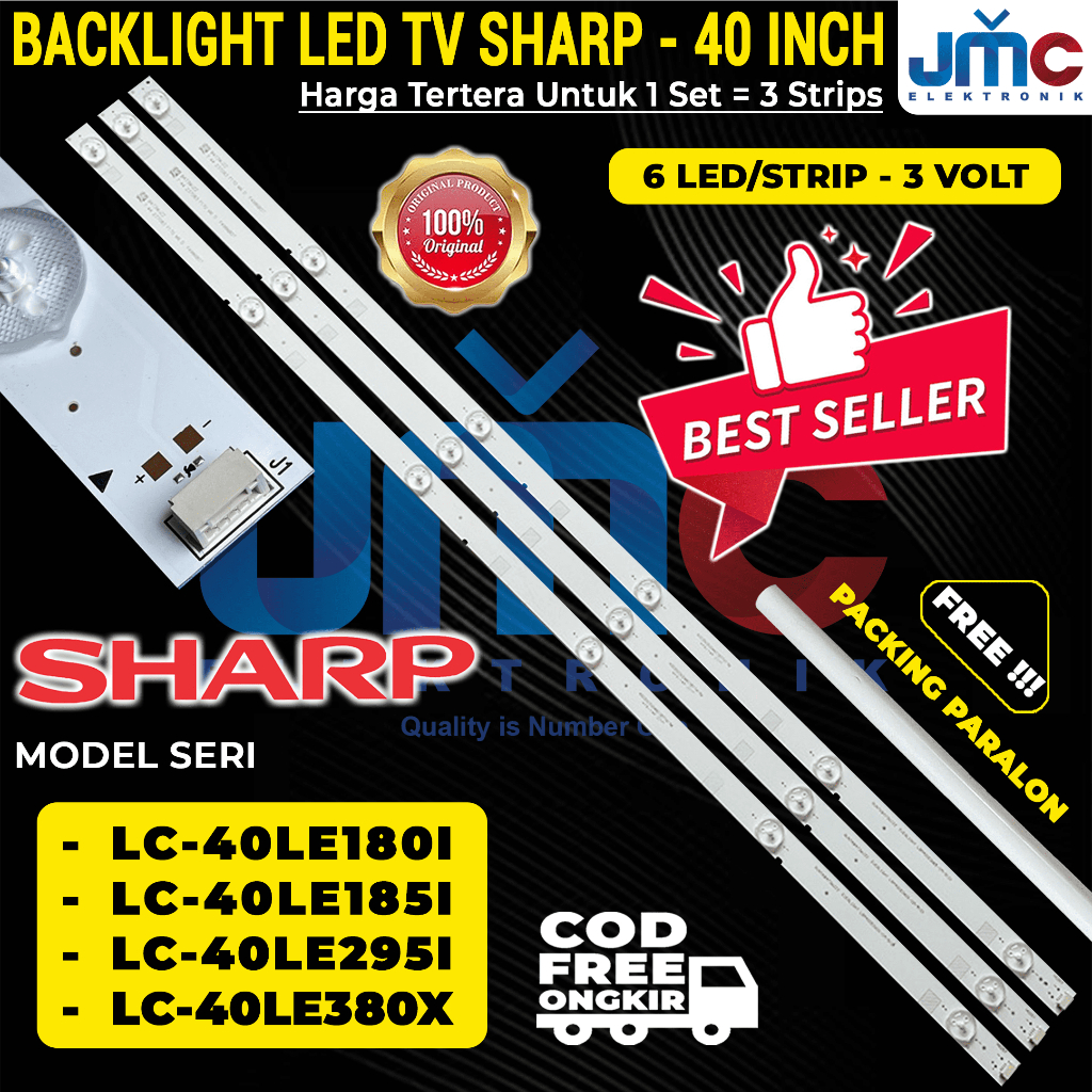 ORIGINAL (VVN) BACKLIGHT TV SHARP 40 INCH LC-40LE180I 40LE1801 40LE185I 40LE830 40LE1851 40LE295I