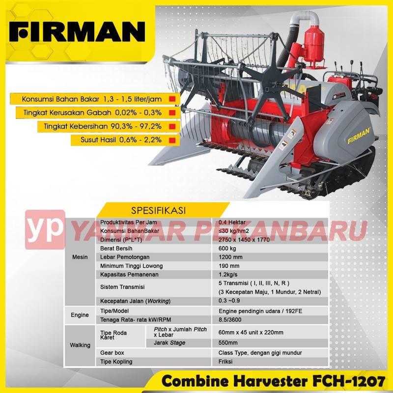 Mesin Panen Padi FIRMAN FCH-1207 Combine Harvester [BOOK FEE]