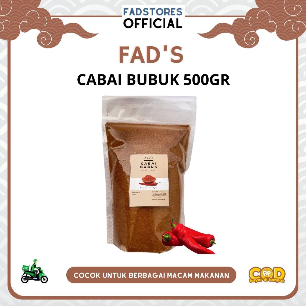 

Cabai Bubuk Ekstra Pedas 500gr - Chili Powder Extra Hot 500gr - Fad's Rempah Bubuk - Rempah JSR