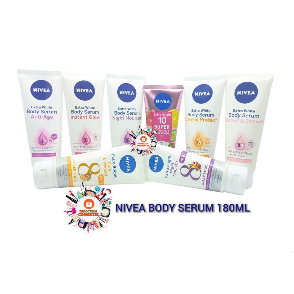 (INDOCUAN) Nivea Body Serum 180ml  BPOM / Nivea Body Lotion 180ml / Nivea Extra White Body Serum 180