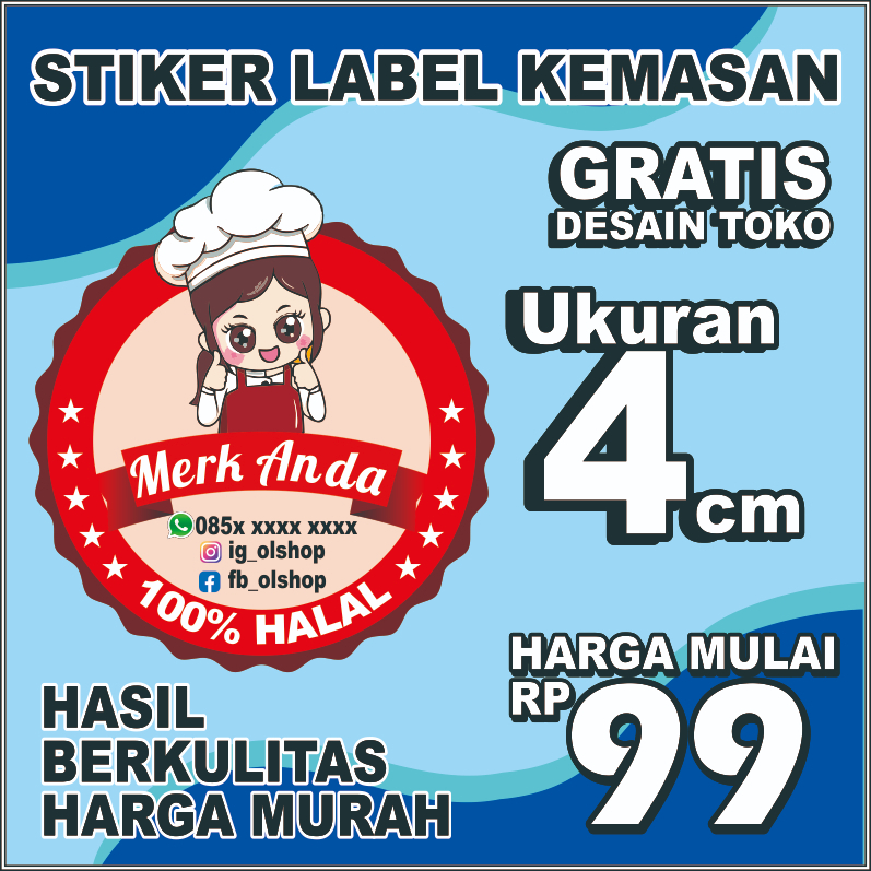 

(UKURAN 4CM) STIKER MURAH UNTUK LABEL MAKANAN, MINUMAN DAN ONLINE SHOP TERMURAH MERIAH