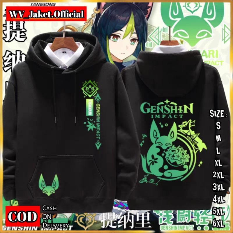 JAKET HOODIE PULLOVER GENSHIN TIGHNARI Jaket Pullover Kupluk OVERSIZE S M L XL JUMBO XXL XXXL 4XL 5X