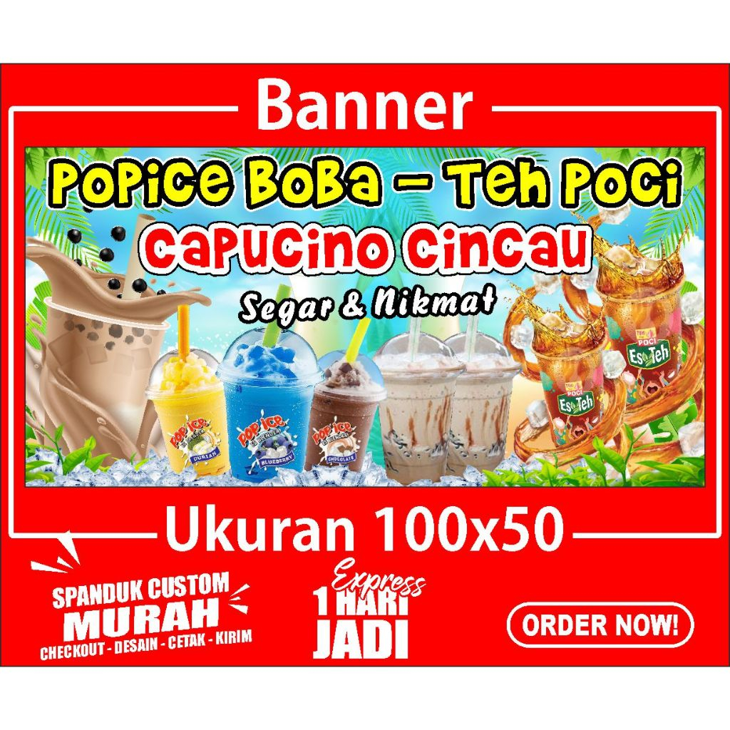 Banner Aneka Minuman, Spanduk Aneka Minuman, 100x50cm, COD
