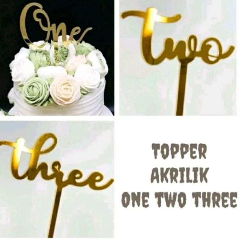 Topper one warna gold | topper kue ultah tulisan one | topper smash cake | topper one birthday | akr