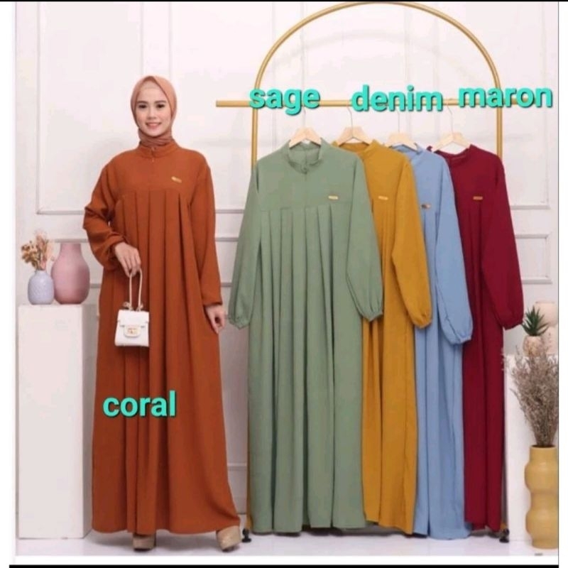 DERA GAMIS CRINKLE AIRFLOW//PAKAIAN WANITA MUSLIMAH-Coral