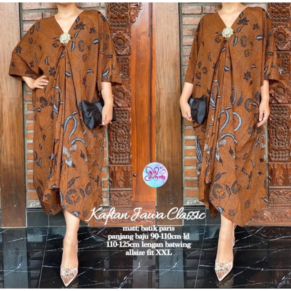 Kaftan Paris Sogan Jawa Klasik Baju Batik Wanita Modern Korea Hijab Style Outfit Kondangan Cantik An