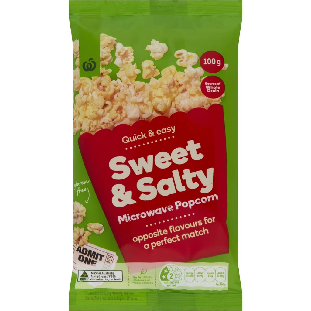 

Woolworths Sweet & Salty Microwave Popcorn 100g