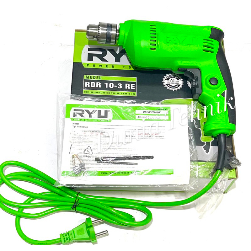 RYU Mesin Bor Listrik RDR 10-3 RE 10 mm Impact Drill Mesin Bor Tangan RYU Mata Bor Set Bor Listrik K
